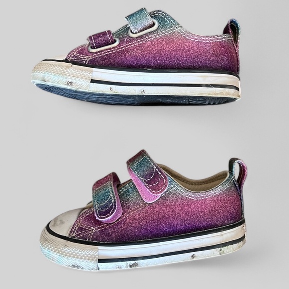 Girls Converse Glitter Rainbow, size 7 - Picture 2 of 7